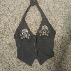 Rhinstone Skull vest tank